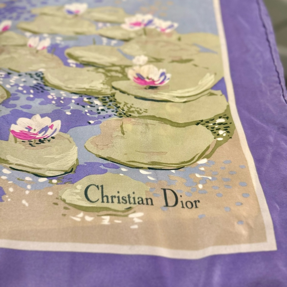 RARE vintage Dior Monet waterlilies print  scarf for the Musée Giverny